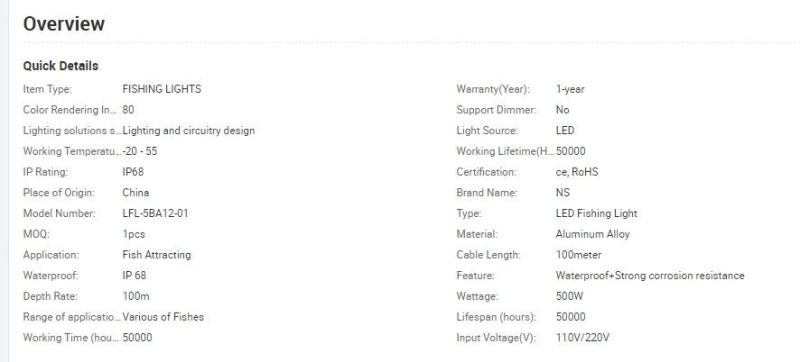 12V LED Green Fishing Light Deep Water Effective