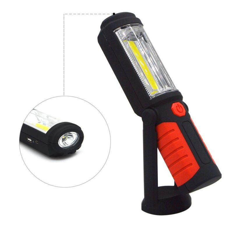 Rechargeable COB LED Work Light Portable Torch Lighting Flashlight with Magnet and Hook