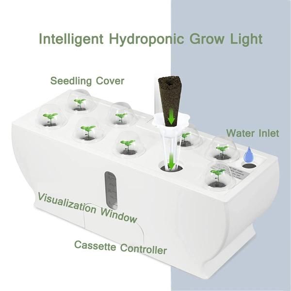 Mini Garden with Smart Soil - 9 Pots Plants Hydroponic Indoor Garden 24W Smart Garden Kit IP65 Greenhouse Home LED Grow Light