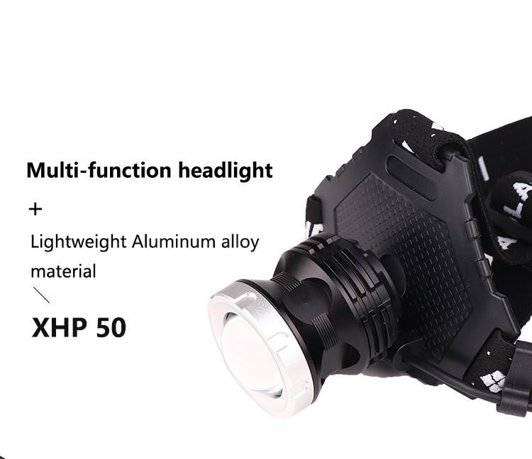 5 Modes Zoomable LED Torch Right Rechargeable USB Headlamp Xhp50 Headlight