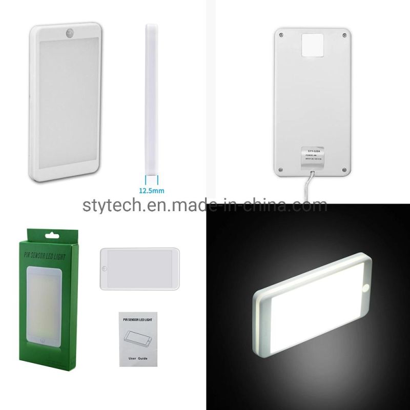 12V 6W Ultra Bright LED PIR Motion Sensor Under Cabinet Light Counter Wardrobe Cloest Showcase Toilet Emergency Night Light