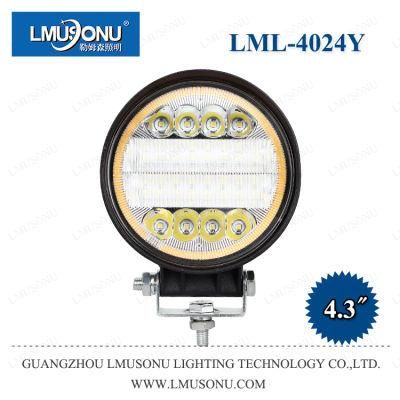 Lmusonu New 4024y 4.3 Inch 72W Round LED Work Lights with Diaphragm/Aperture/Halo/Ring White Yellow Colors