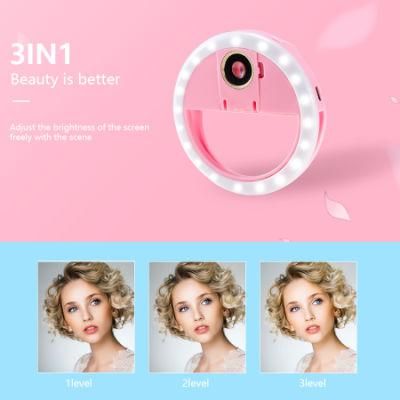 Portable USB Charging LED Phone Rechargeable Fill Selfie Ring Light Hot Sale Products