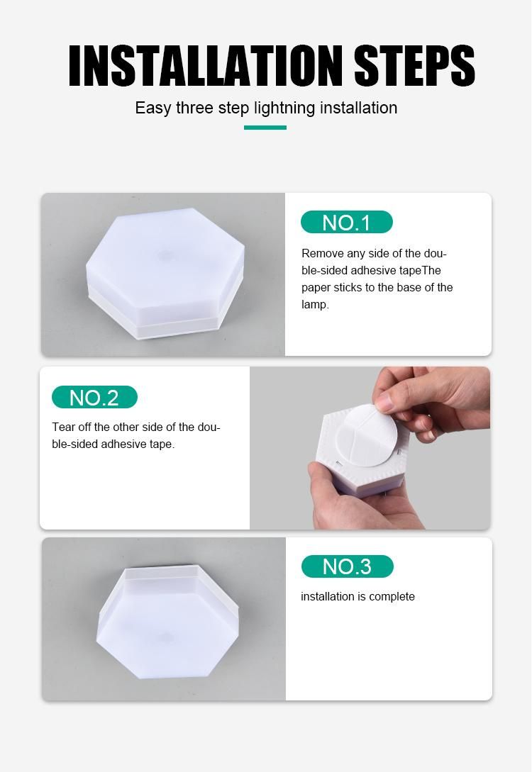 Hot Sale Waterproof RGB Colorful 3 Pack Modular Hexagonal Light