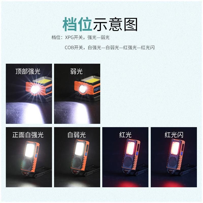 New Multi-Function COB Bluetooth Speaker USB Charging Treasure with Magnet Inspection Light Working Light