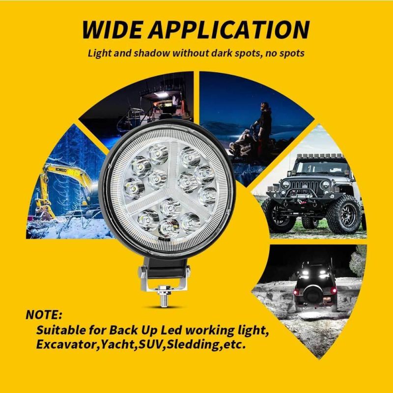 Dxz 4 Inch DRL 16LED Daytime Running Light Spotlight 48W 12V 24V LED Work Light Round for Motorcycle Offroad SUV