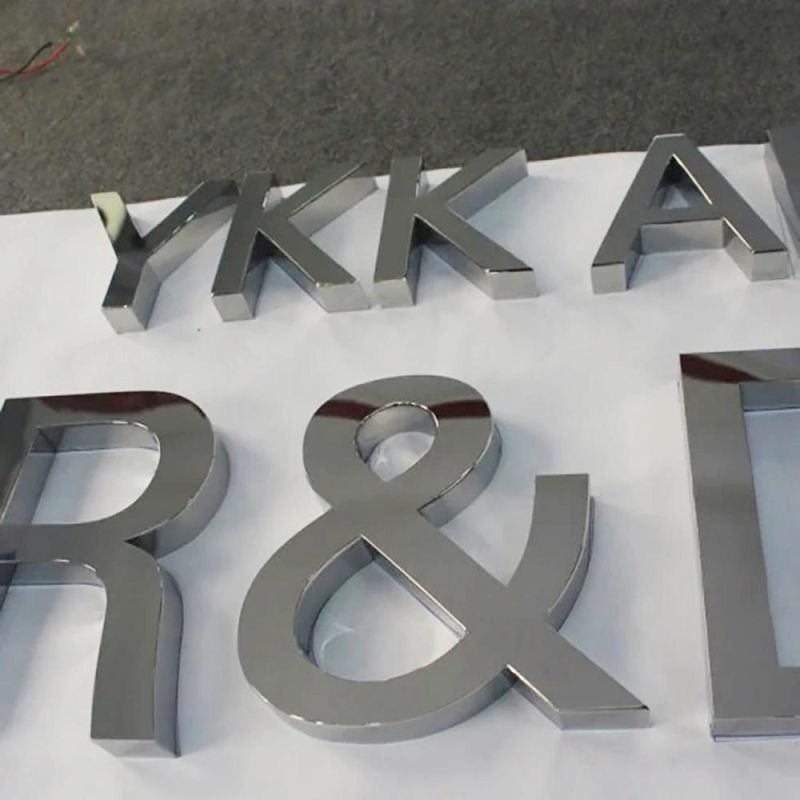 Custom Retail Store Logo Stainless Steel Business Luxury Advertising Non Illuminated Signs LED Sign
