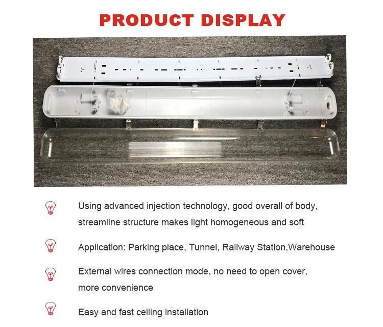Tri-Proof LED Tube Surface Mount 2X18W Lighting Fixture