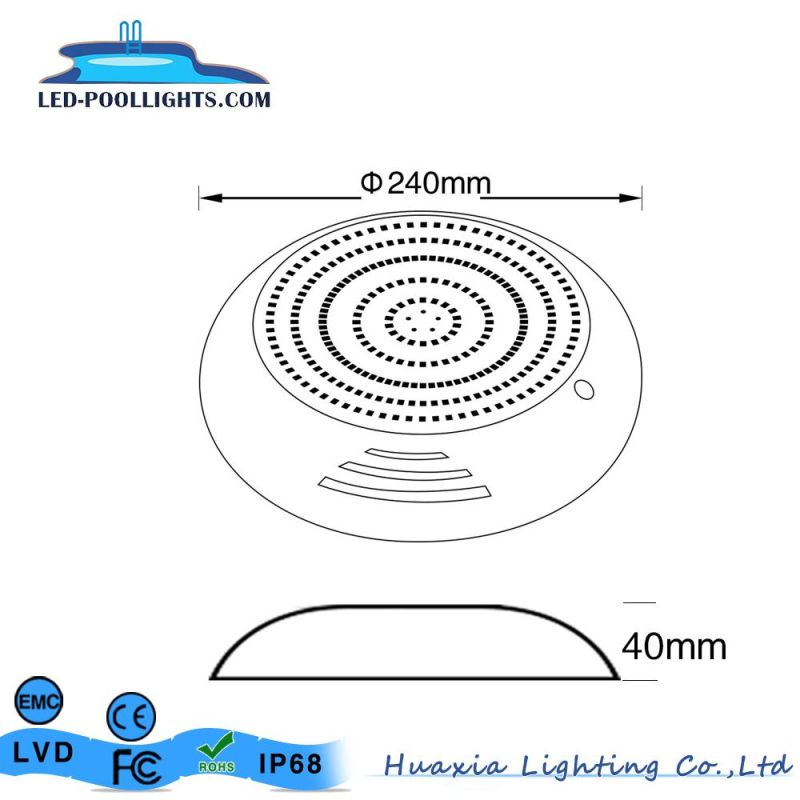 IP68 Waterproof PC Resin Filled Swimming LED Pool Light