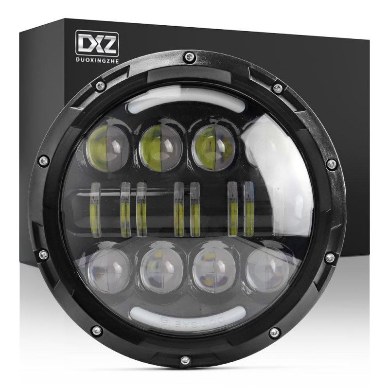 Dxz 7 Inch 16LED Headlights High Low Beam Offroad Auto Half Round Thin Type LED Headlight for Jeep Wranlger