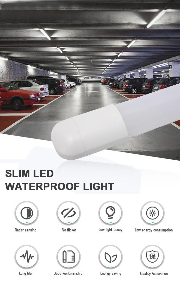 IP65 Waterproof LED Light Tri-Proof Fixture Linear With Motion Sensor