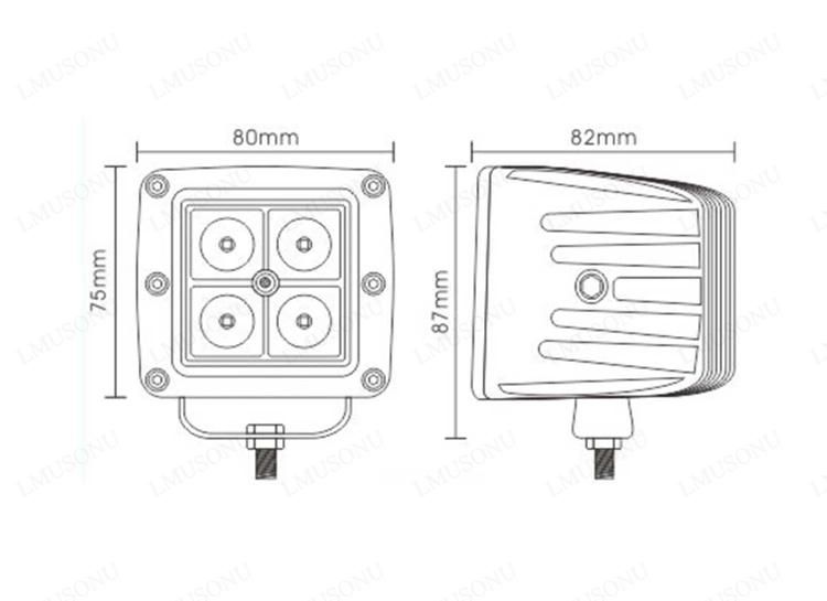 Square 40W LED Driving Working Light for Truck Offroad LED Work Auxiliary Light 3 Inch