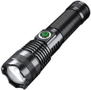 New P50 Strong Light Zoom Flashlight Power Display USB Charging Outdoor Lighting Strong Light Flashlight