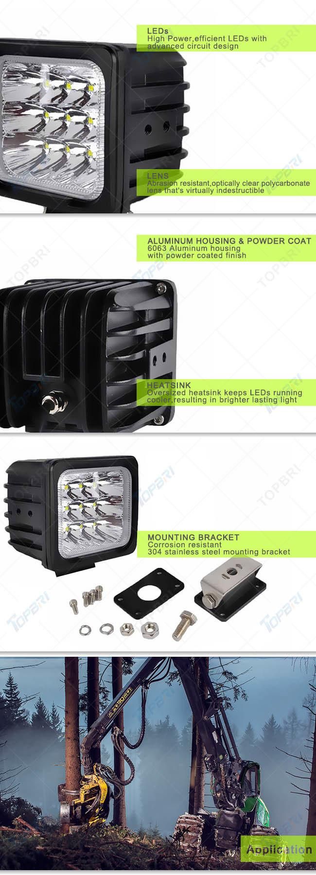 Waterproof IP68 60W Spot LED Work Light for Forklift Tractor