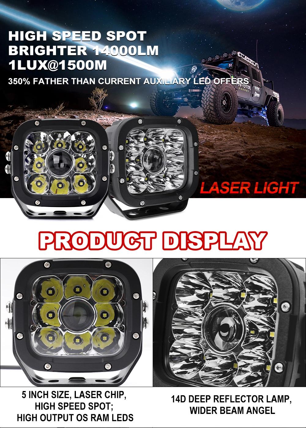 High Power 1400m CREE Super Bright Round 4X4 Truck Offroad Laser LED Driving Light, Motorcycle 5 Inch 50W Laser LED Work Light for off Road Jeep UTV ATV