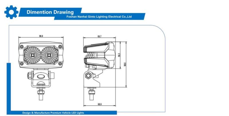 Heavy Duty Waterproof 3.8" Osram LED Work Light 20W 12V/24V for Excavator/Tractor Offroad 4X4