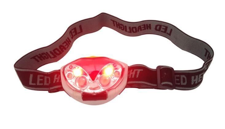 Mini Owl Eye Super Bright Headlight Warning 6 LED Red White Headlamp 3 AAA Battery Flashlight