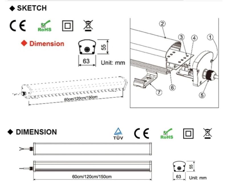 LED Industrial Shop Light 40W Daylight IP65 Waterproof for Basement Working Area Car Shop