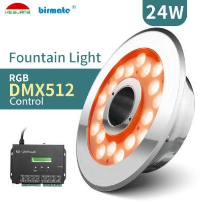 Manufacturers 24W IP68 Structure Waterproof RGB DMX512 Control Fountain Lights Underwater