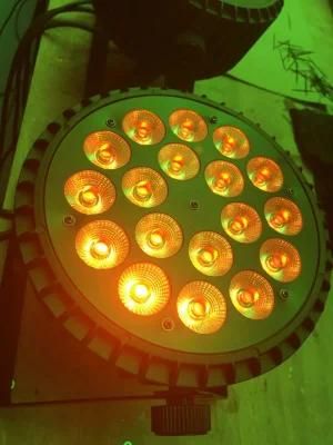 18*18W Slim LED PAR Light RGBWA+UV 6 in 1 Spot Wash DMX Flat Parcan for Stage Wedding Club DJ Show