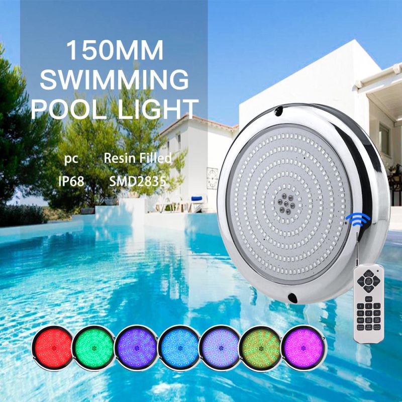 New Model-150mm 316ss/PC Mini 10-18W Resin Filled Wall Mounted LED Pool Lights