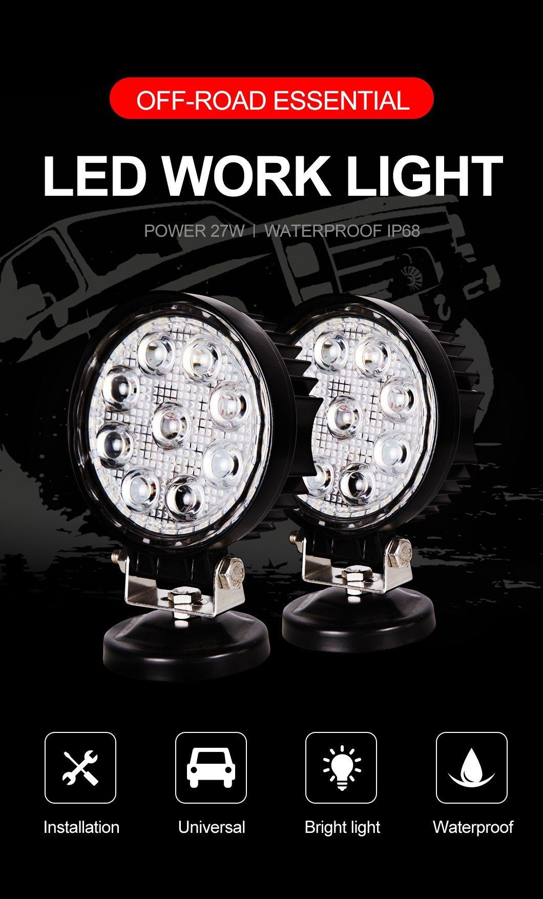 27W Round LED Work Light Offroad Working Lamp Auto 27W LED Work Light