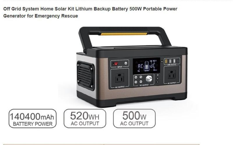 Solar System Inverter 500W All-in-One Rechargeable Solar Energy Charging Station Multi-Purpose Output