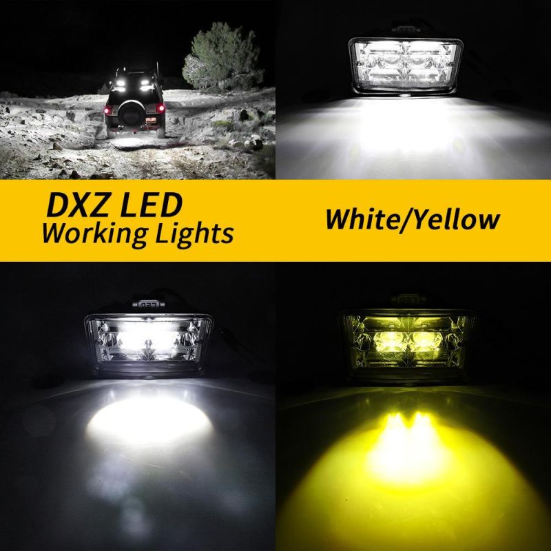 Dxz 4inch Ingot Lamp Duble Color Laser Car Strong Light Super Bright Refit in The Net Truck Headlight Fog Proof Ingot LED Work Light Flood+Spot