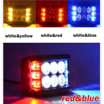 12V 24V 4&quot; 60W Dually Side Shooter Red Blue Amber Strobe Flash LED Work Cube Light Bar