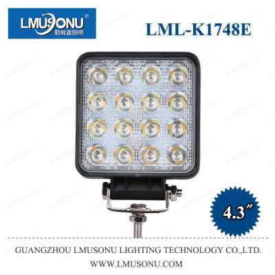New 1748e 4.3 Inch 27W Square Auxiliary LED Work Light with Diaphragm/Aperture/Halo/Ring White Red Yellow Blue Green Colors