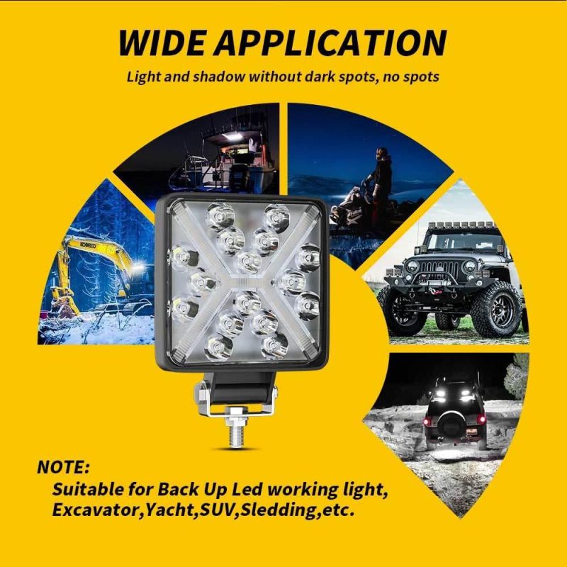Dxz LED Work Light 4inch 16LED White Yellow Angel Eyes Flash Function for Truck 4X4 Tractor Headlight Spotlight