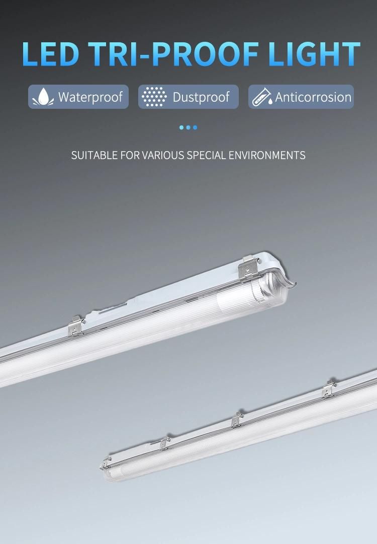 LED Tri-Proof Lamp Single-Tube Emergency Subway Tunnel Waterproof Moistureproof Dustproof Lights