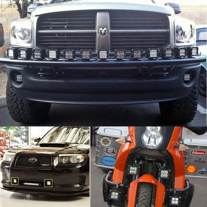 Car LED Spotlight 12W 3 Inch Square a-Pillar Spotlight off-Road Modified Front Bumper Auxiliary Light in The Net Roof Light Anti-Fog Light Super Bright