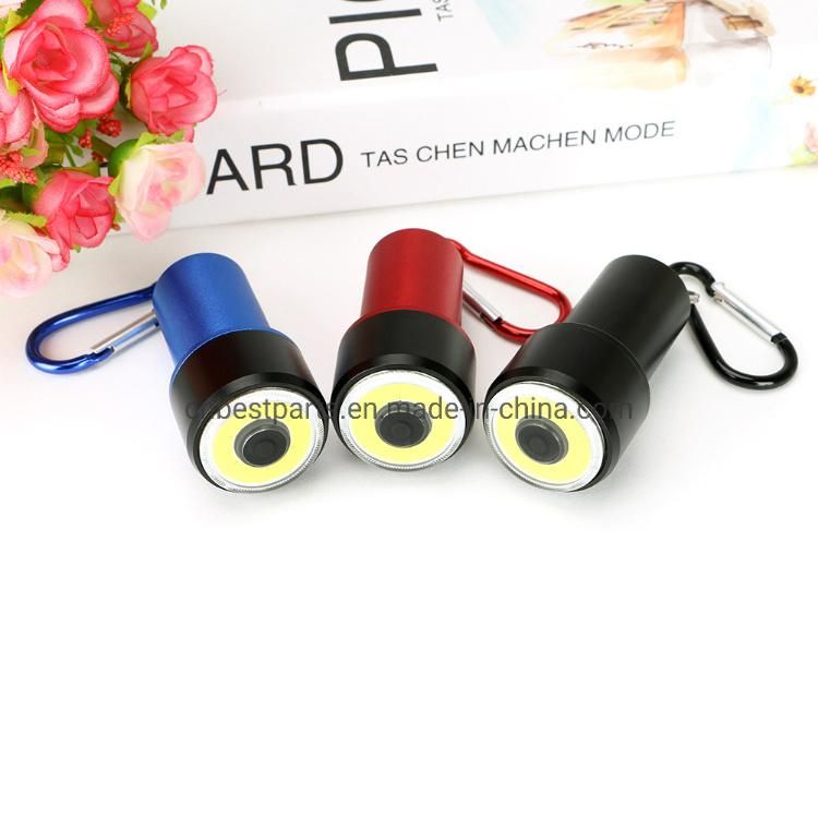 Wholesale Camping Portable Torch Lamp Battery Powered Emergency LED Torch Light High Quality Emergency Mini COB LED Keychain Flashlight with Carabiner