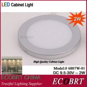 2W New Round Flat Battery LED Nder Cabinet Light (6807W-01)