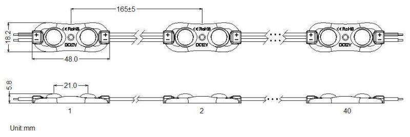 160 Degree Viewing Angle IP67 High Power 1W Injection LED Module with Lens