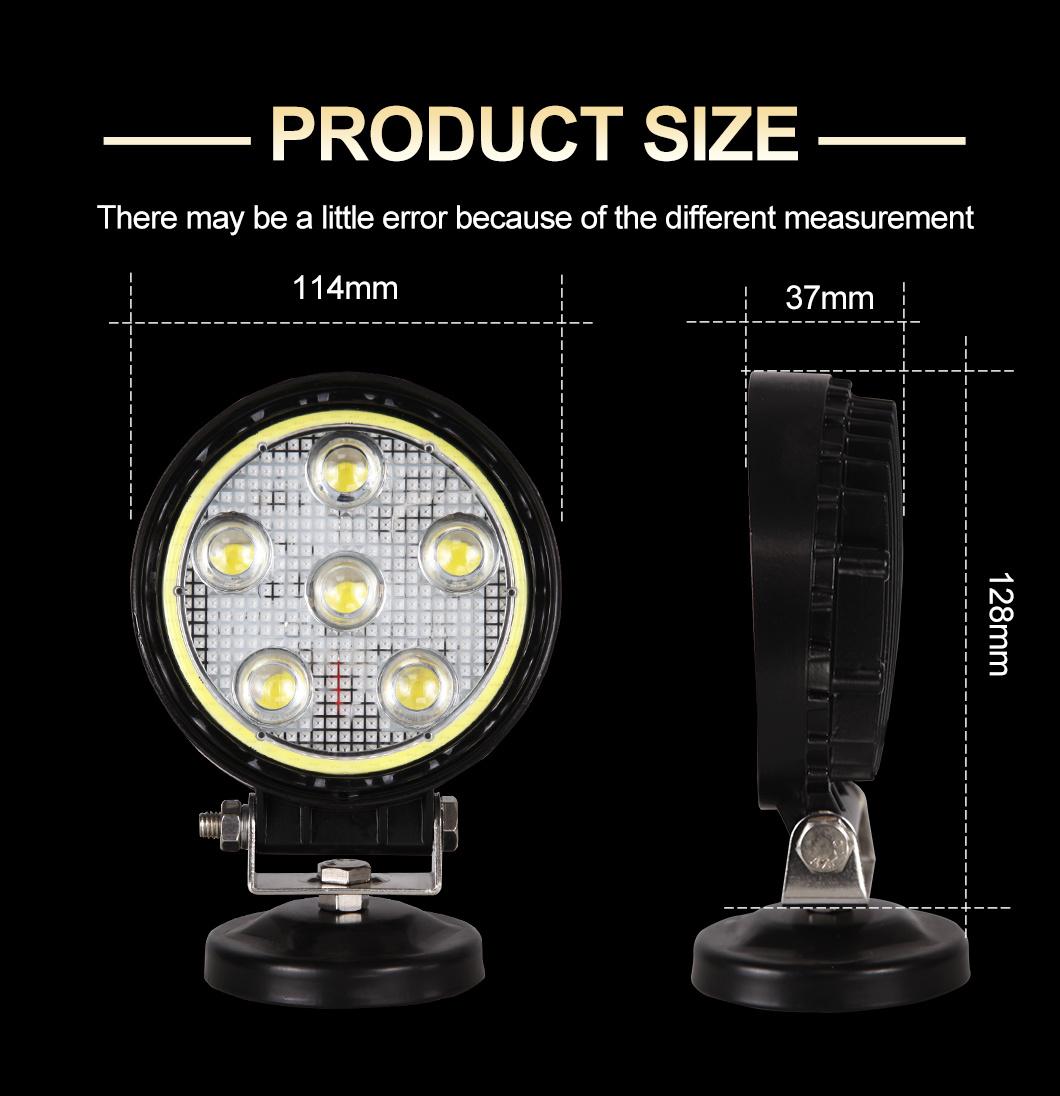 Car Accessories LED Lamp White 6000K Round Tractor 18W Car Flood Truck LED Work Light