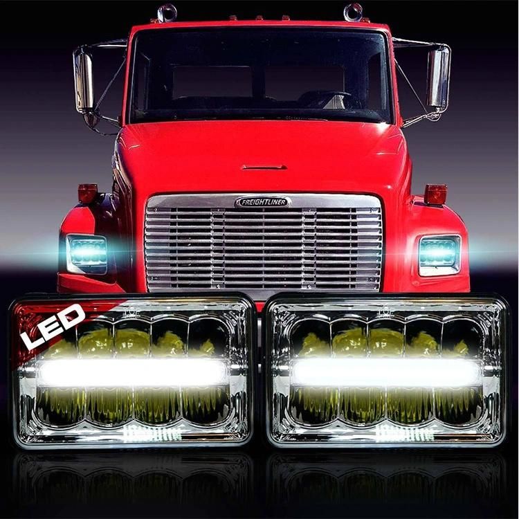 4X6 Inch Rectangular 45W 6000K White LED off-Road Auxiliary Driving Light/Work Light for Tractors Agriculture Vehicles, Spot Combo Hi Low Beam Focos LED 4X4