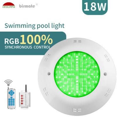 IP68 Waterproof 18W RGB LED 12V 100% Synchronous Controller Fiberglass Surface Mounted Pool Light