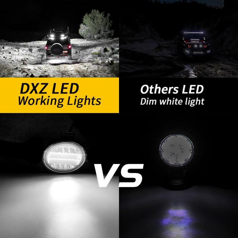 Dxz Round LED Lights 12V 24V 4 Inch 24LED 72W 25mm Truck Spot Driving Lights LED Work Light Bar Waterproof for off-Road SUV Boat 4X4 Jeep 4WD