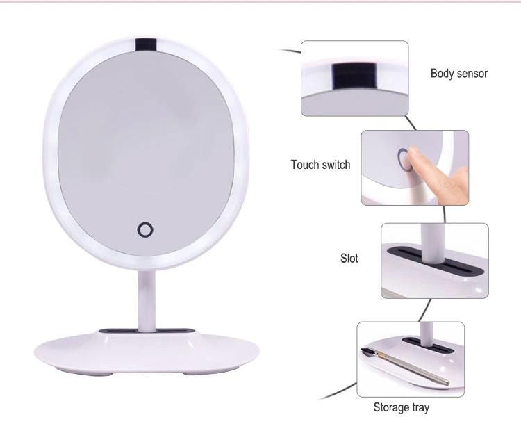 Oval Shape Automatic Sensor Make up Mirror LED 5X Magnifying Motion Sensor Make up