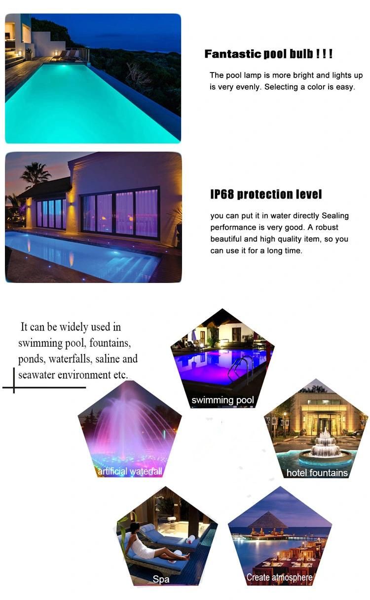 Glass 35W 12V 24V 300W PAR56 LED Replacement P68 LED Under Water Lighting Remote Control LED Swimming Pool Light