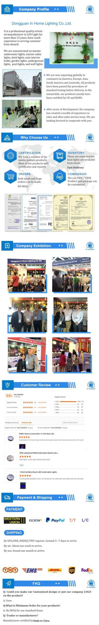 White Blue Waterproof 12V 2W IP67 LED Marine Van Boat Interior Lights Chrome Round Ceiling Lamp