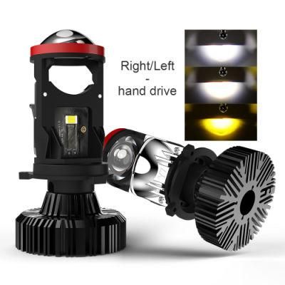 H4 Projector Lens Without Fan Three Colors Yellow Vehicle Canbus Bulbs Car H4 Bi LED Headlights