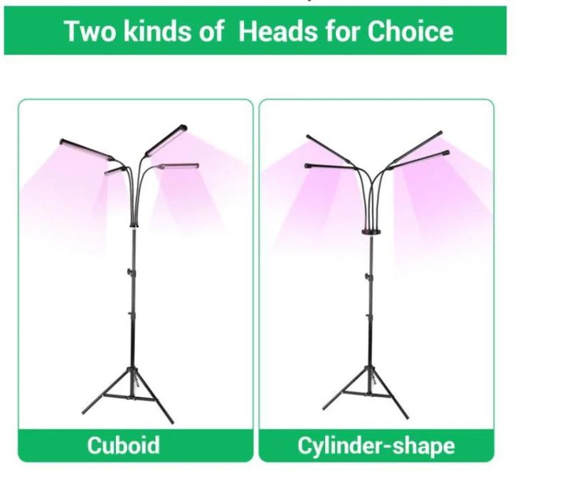 60W 4 Head LED Grow Light with Tripod Stand Floor Grow Light for Plants Plant Cultivation and Care LED Tripod Plant Light