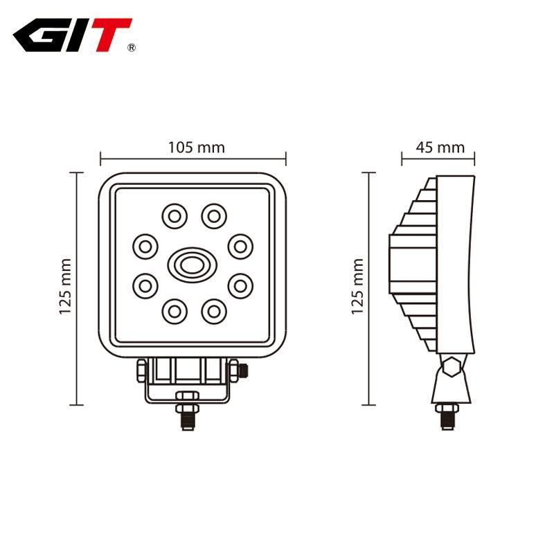 Waterproof IP68 Spot/Flood 24W 4′ Square LED Auto Lamp for Truck Offroad 4X4