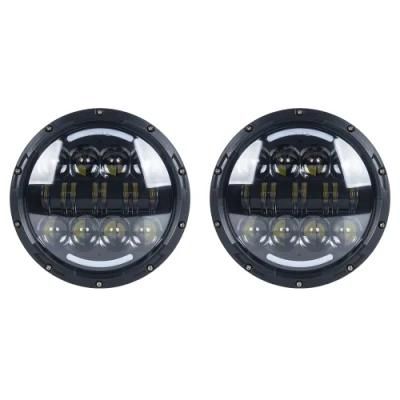 7 Inch LED Round Headlights with DRL White Ring Angel Eyes Turn Signal