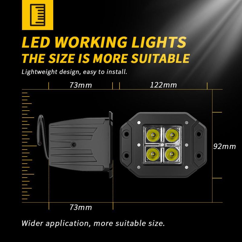 Dxz Offroad Vehicle 4 LED 9-80V Truck Work Warning Light Fog Light LED Rectangle Square Auto Working Light with Spot Beam for 4X4 SUV Jeep LED Light