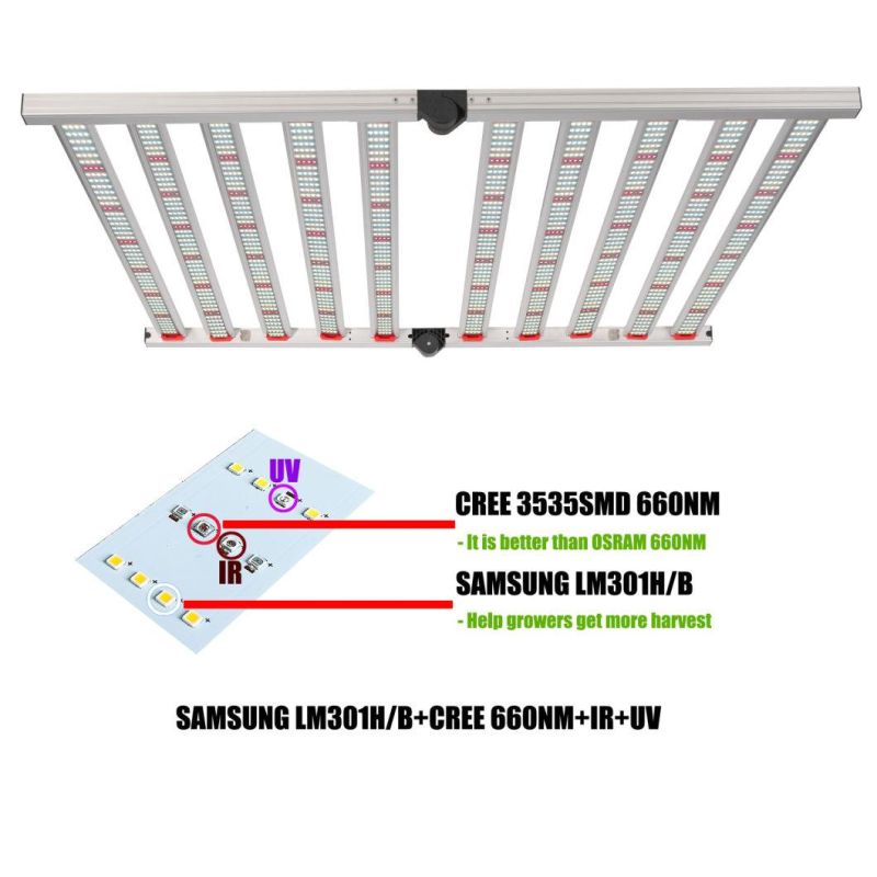 Newest 10 Bars LED Grow Strip CREE 660nm IR UV Samsung Lm301h Chips Full Spectrum 1000W LED Grow Light