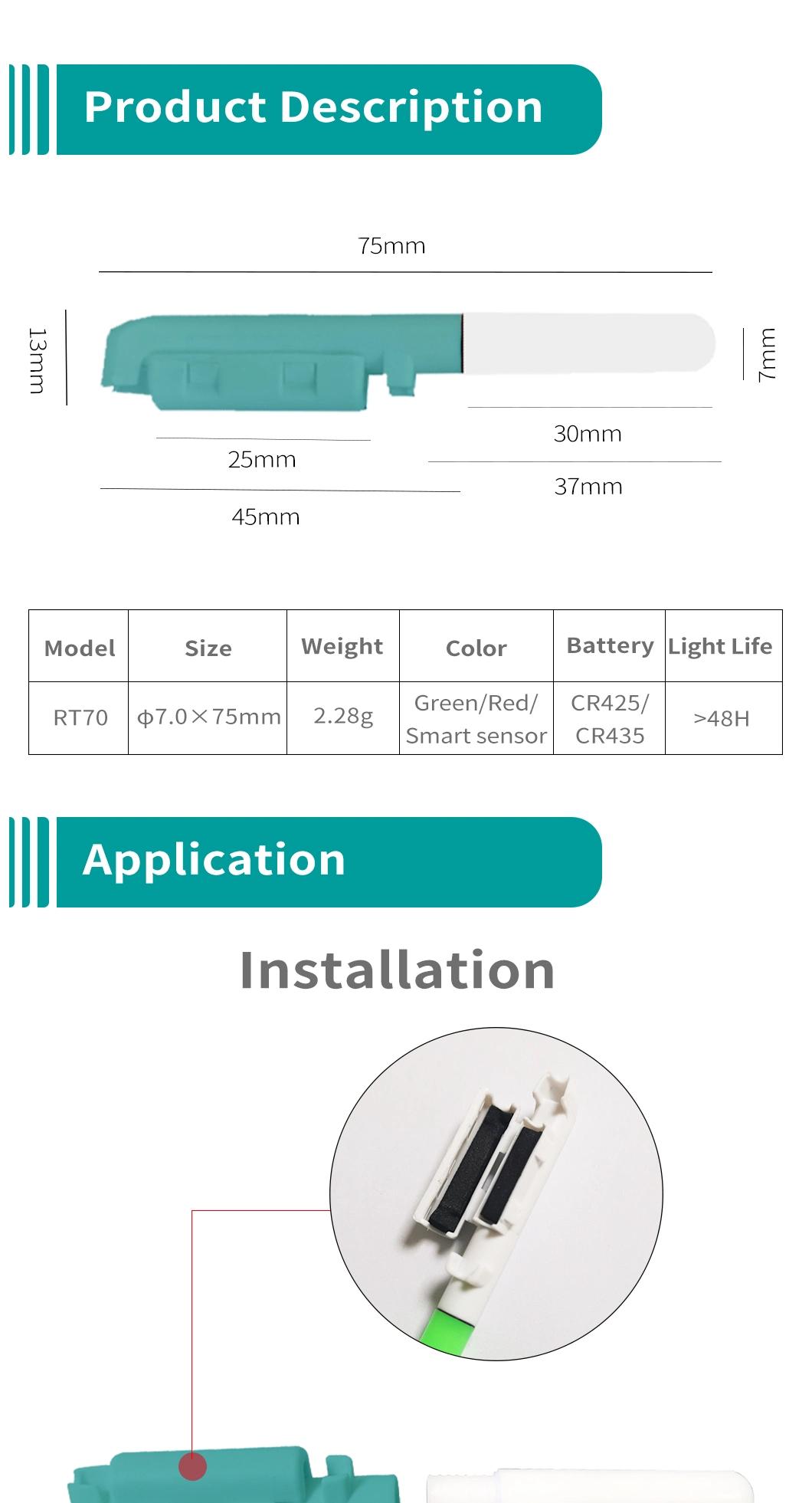 Dlyfull Smart Sensor Rt70-S Night Fishing Bite Alarm Indicator Rod Bell Light Stick